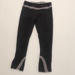 Lululemon Black and White Stripe Capri Leggings